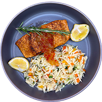 Salmon Orzo with Pineapple Habanero